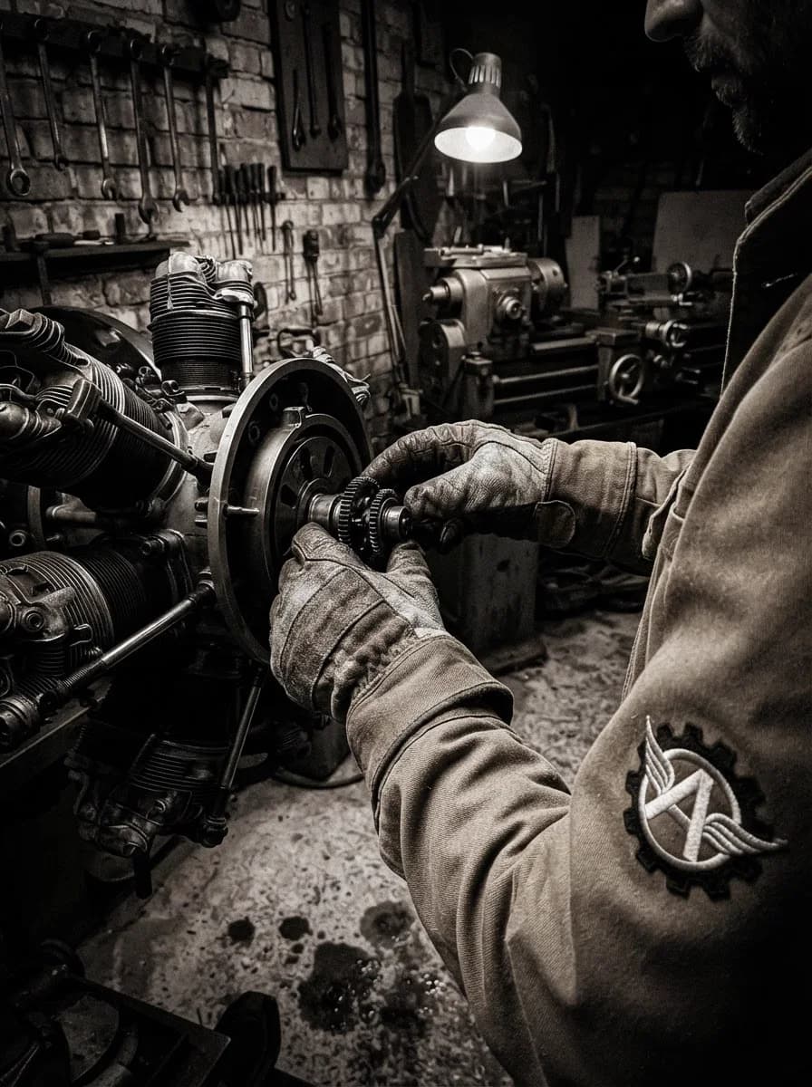A craftsman at work in a dark workshop