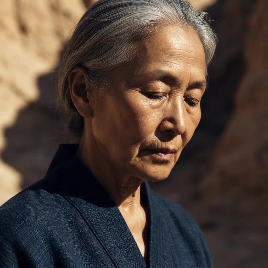Portrait of an older woman in warm light