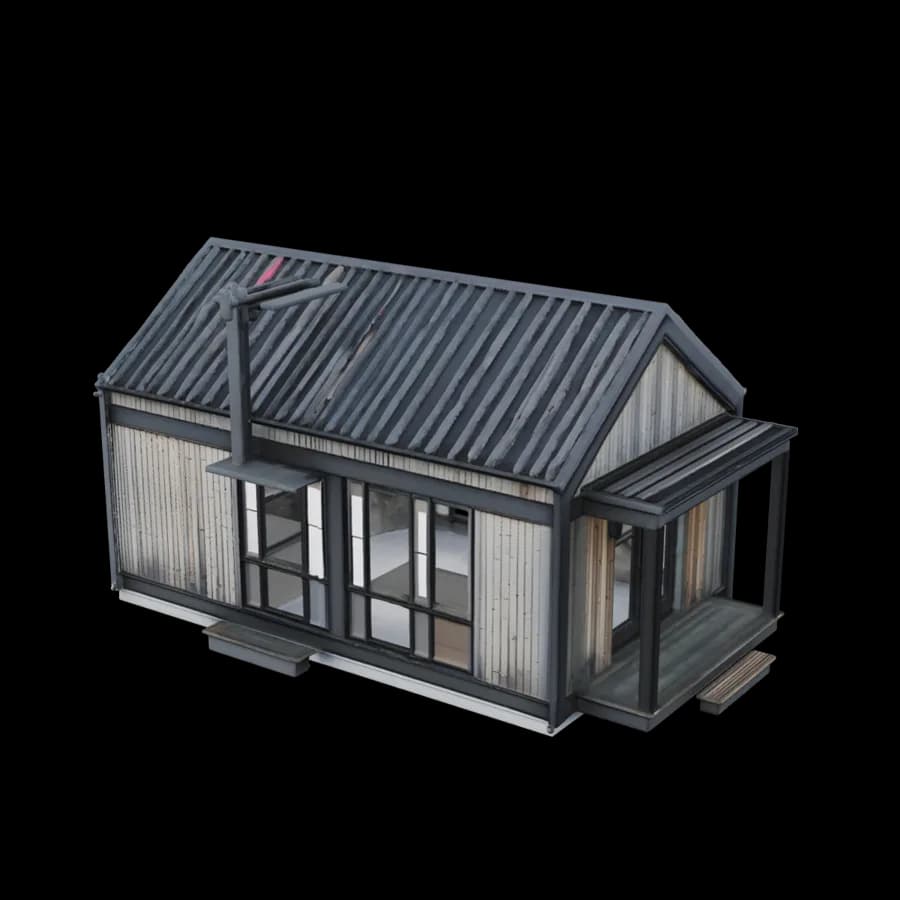 3D model of the wooden cabin